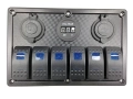 Pactrade Marine, 6-полюсен, син LED панел с лостов превключвател, USB, снимка 1