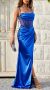 Синя сатенена официална рокля, снимка 4
