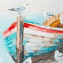 Картина Лодка с гларуси, 80*80см Внесете усещане за спокойствие, лекота и морски бриз във вашия дом , снимка 2