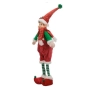 Коледна фигурка Елф с червен кадифен гащеризон и зелени раирани чорапи, 50см, снимка 2