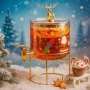 Стъклен диспенсър за напитки 2.6 L с коледен дизайн и златиста стойка, снимка 2