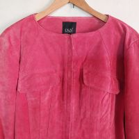 Дамско кожено яке в розов цвят, размер XL, снимка 2 - Якета - 45775205