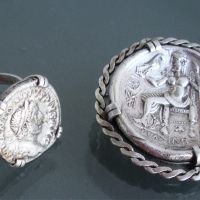 Брошка и пръстен с антични монети сребро, снимка 10 - Пръстени - 46117828