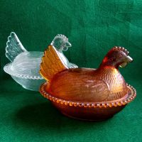Стъклена Кокошка върху гнездо, снимка 5 - Антикварни и старинни предмети - 45284739