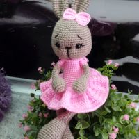 Плетена играчка Зайче-балерина, Плетени, ръчно изработени, прекрасен подарък, снимка 1 - Плюшени играчки - 45224519