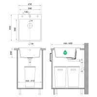 Кухненска Мивка от гранит модел РИГА XXL 430 x 500 mm - сива, снимка 7 - Други - 36821886