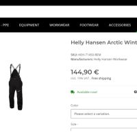 HELLY HANSEN Arctic Winter Work Trouser 48 / M зимен ватиран панталон водонепромукаем W4-124, снимка 2 - Панталони - 45386056