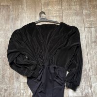 Черно еластично парти официална рипс V образно боди деколте с прехлупване , снимка 6 - Блузи с дълъг ръкав и пуловери - 45750549