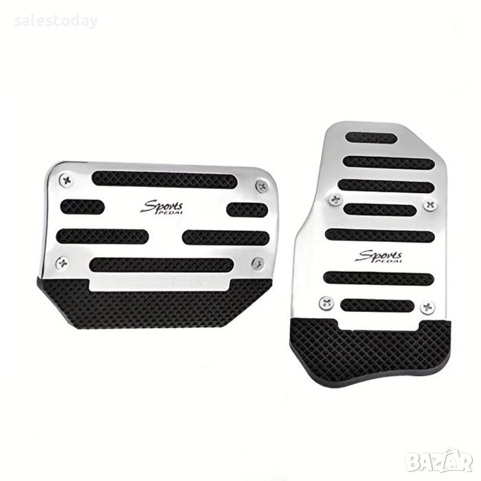Спортни подложки за педали за кола, Алуминиеви подложки 2бр, Никел, снимка 1
