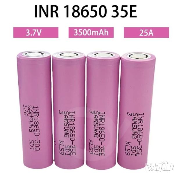 Нова Висококачествена Маркова Samsung®™ INR1850-35E Li-Ion Батерия 3.7V 18650 25A 3500mAh <30mΩ, снимка 1