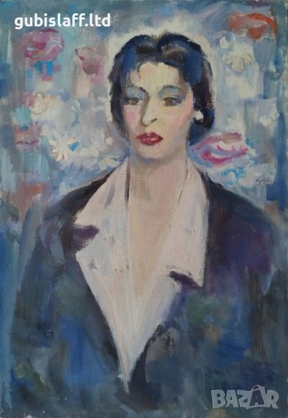 Картина, дамски портрет, худ. Д. Македонски (1914-1993), снимка 1