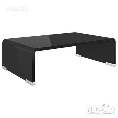 vidaXL Стойка за телевизор/монитор, стъкло, черна, 40x25x11 см(SKU:244134, снимка 1