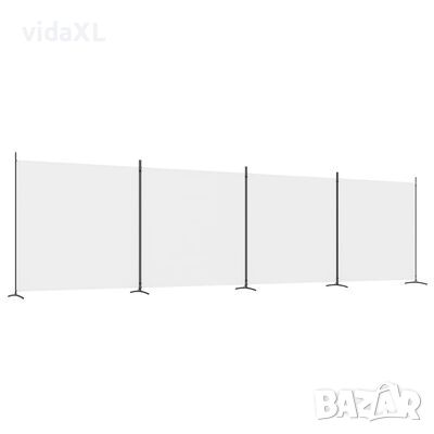 vidaXL Параван за стая, бял, 4 панела, 698x180 см, плат(SKU:350282, снимка 1