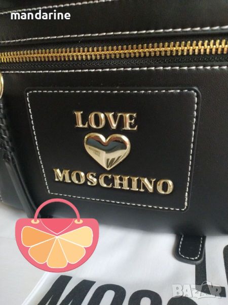 LOVE MOSCHINO 🍊 Дамска кожена раница "BLACK & GOLD" нова с етикети, снимка 1