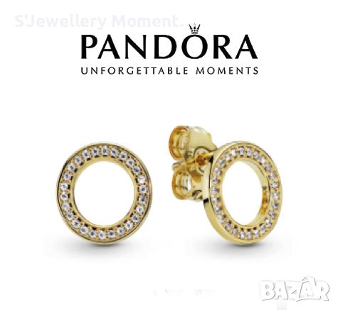 Обеци Пандора в златно Sparkling Circle Stud Earrings, снимка 1