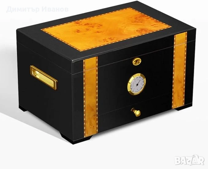 Кедров хумидор за 80-100 пури със хидрометър и овлажнител, снимка 1