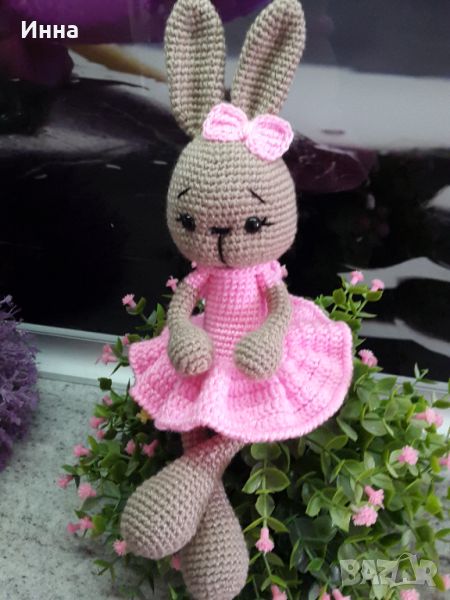 Плетена играчка Зайче-балерина, Плетени, ръчно изработени, прекрасен подарък, снимка 1