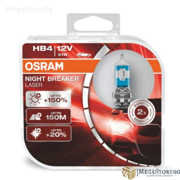 Халогенни крушки Osram Night Breaker Laser HB4 / 9006 2бр/к-т, снимка 1