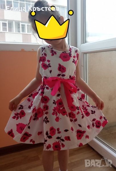 Нова рокля с розови цветя и колначе , снимка 1