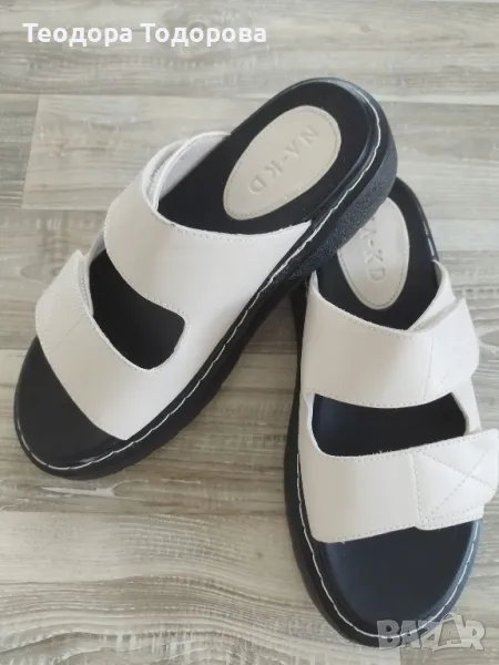 Дамски бежови чехли NA-KD, снимка 1