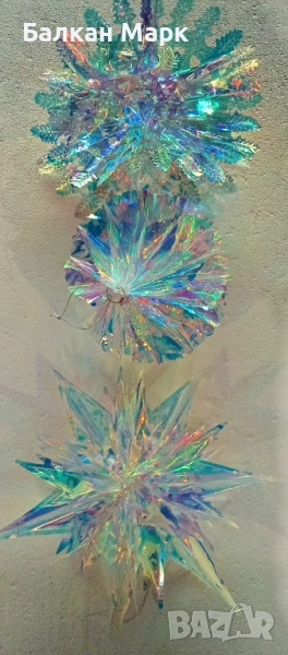 3D Коледна украса – снежинка, звезда, топка с отблясъци,променящи се цветове , снимка 1