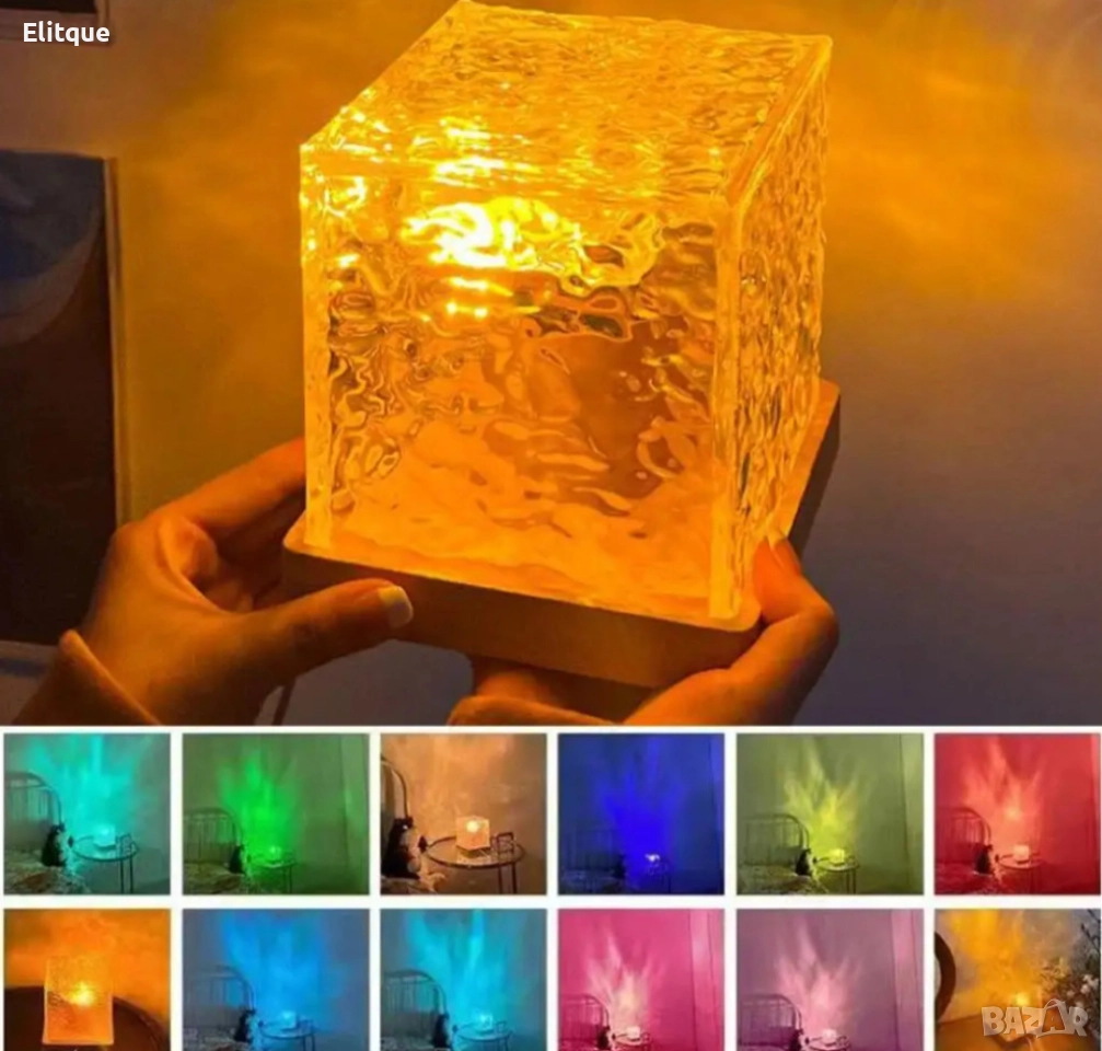 Елегантна кристална квадратна лампа с променящи се цветове, снимка 1