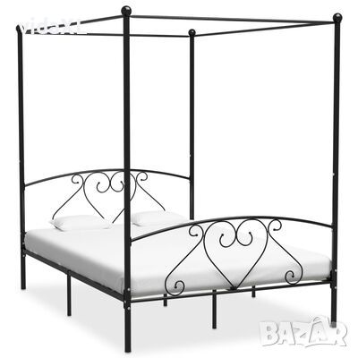 vidaXL Рамка за легло с балдахин, черна, метал, 140x200 cм(SKU:284436, снимка 1