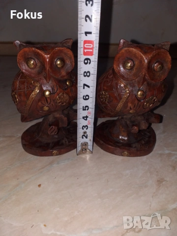 Лот бухалчета сови дърво и месинг, снимка 5 - Антикварни и старинни предмети - 53355928