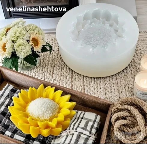 3D 2 модела слънчоглед Силиконов молд форма за свещи гипс сапун смола фондан за декорация на торта , снимка 4 - Форми - 50645731