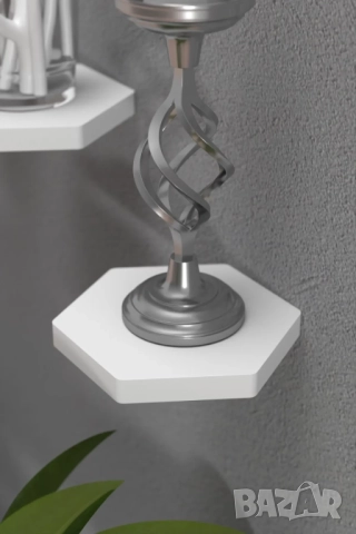 Рафтчета за стена/Комплект от 3 шестоъгълни етажерки за стена 5 цвята, снимка 5 - Етажерки - 52305084