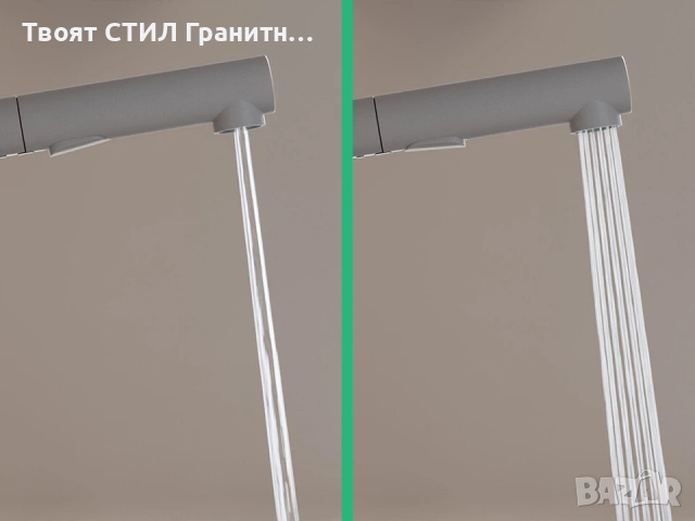 Сив смесител за кухня с изтегляща глава, 2 режима на струя - 3010, снимка 10 - Смесители - 53737106