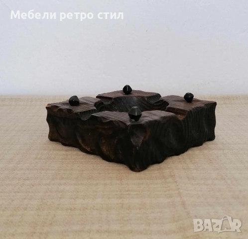 Масивен  дървен пепелник с ръчна резба и характерна визия. Изработен от плътно  дърво., снимка 5 - Декорация за дома - 52928603