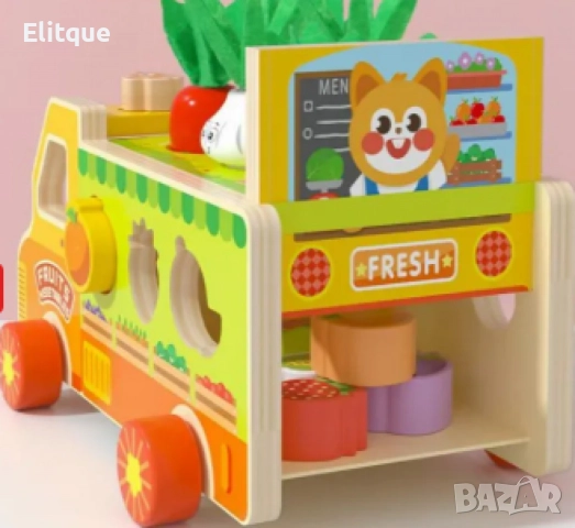 Дървен монтесори сортер,камионче