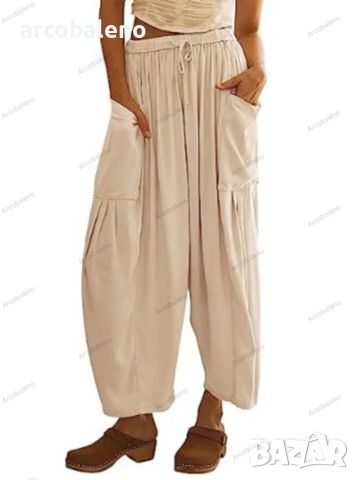 Дамски плисирани панталони с широки крачоли и еластична талия, 11цвята , снимка 11 - Панталони - 46464158