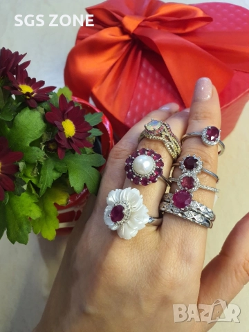 СРЕБЪРЕН ДВОЕН ПРЪСТЕН С РУБИН, снимка 8 - Пръстени - 52397440
