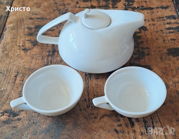 чайник порцеланов с 2 чаши дизайнерски АРКО дизайн ARCO design в луксозна подаръчна кутия, снимка 1 - Сервизи - 17095721