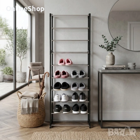 Рафт за обувки, 30 чифта, черен, 25x52x140см, пълен комплект, снимка 12 - Други стоки за дома - 53771515