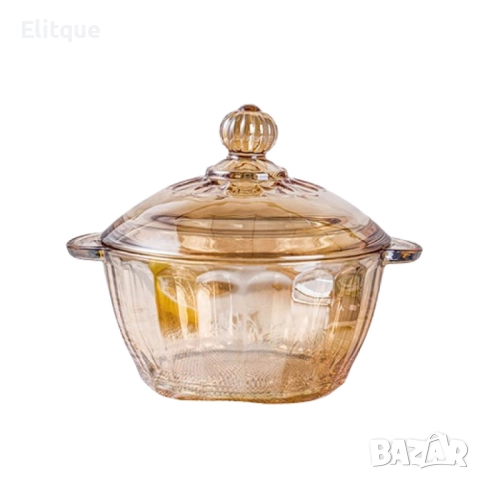 Изискана стъклена бонбониера практично и красиво съхранение 1.5л., снимка 3 - Други - 52894803