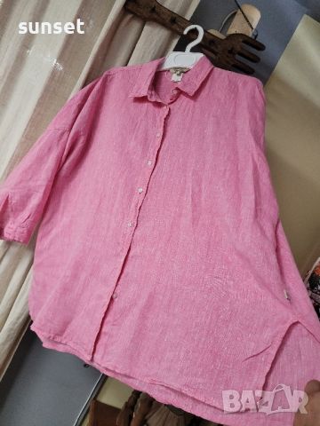 Розова ЛЕНЕНА риза ГОЛЯМ размер- XXL, снимка 1 - Ризи - 46156886