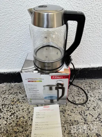 Стъклена Електрическа Кана - Zilan ZLN8955, 1.7л, 2200W, 360° Основа, LED Осветление, 5 Настройки!, снимка 2 - Кани - 50376895