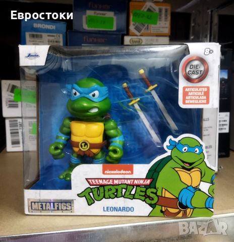 Метална фигурка Jada Toys Ninja Turtles 4 Leonardo, снимка 7 - Фигурки - 45604615