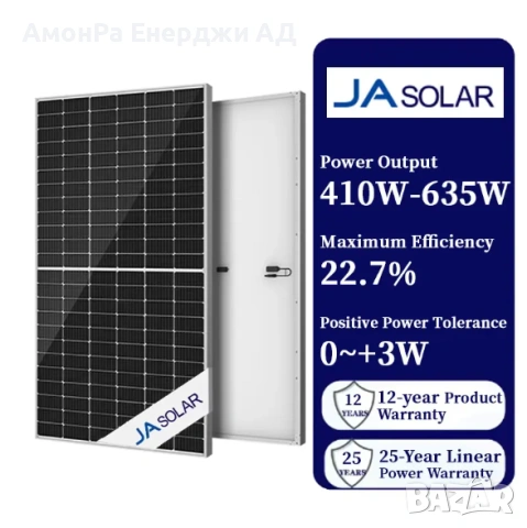 Фотоволтаичен панел JA Solar JAM72D40-590/MB, 590W, двулицев, снимка 2 - Друга електроника - 54028316