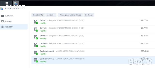 NAS Synology DS918+ / HDD 4 x 14TB / RAM 4+4 / Cache 2 x 256 NVMe, снимка 11 - Друга електроника - 45307173