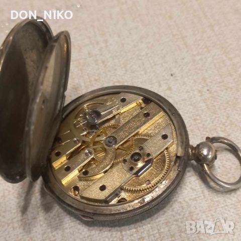 Сребърен джобен часовник, снимка 4 - Антикварни и старинни предмети - 46402976