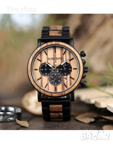 Дървен часовник с хронограф - Shanghai (005), снимка 5 - Луксозни - 44988720
