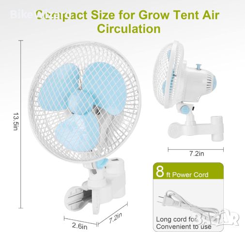 Blessny 15 см. диаметър вентилатор със въртене и две скорости със щипка за захващане НОВ, снимка 3 - Вентилатори - 46724092