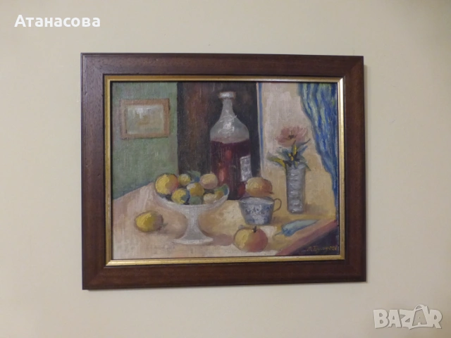 Стара картина Натюрморт масло платно 1926 г