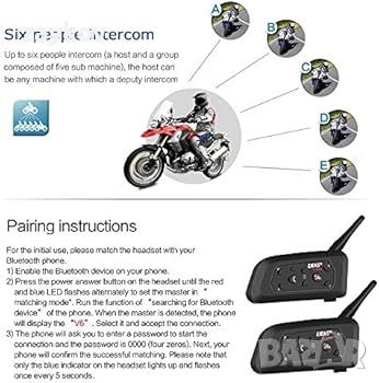 EJEAS V6 Pro 1200M Bluetooth интерком за мотоциклетна каска, интерком за мотоциклетни, снимка 5 - Резервни части за телефони - 46389579