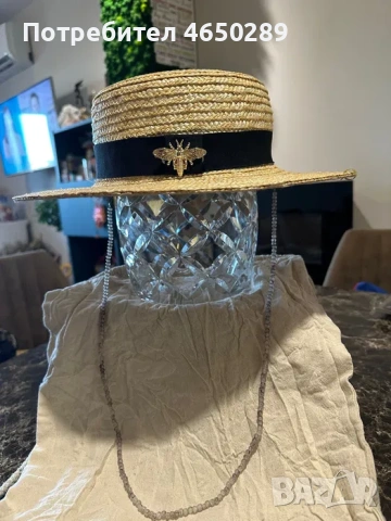 Лятна сламена шапка с права периферия, снимка 6 - Шапки - 53925208