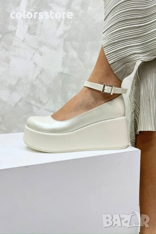 Обувки на платформа - бяла перла - FG25 , снимка 2 - Дамски ежедневни обувки - 53925368